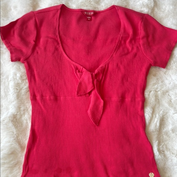 GUESS Women's Red Ribbed Top - Picture 1 of 2